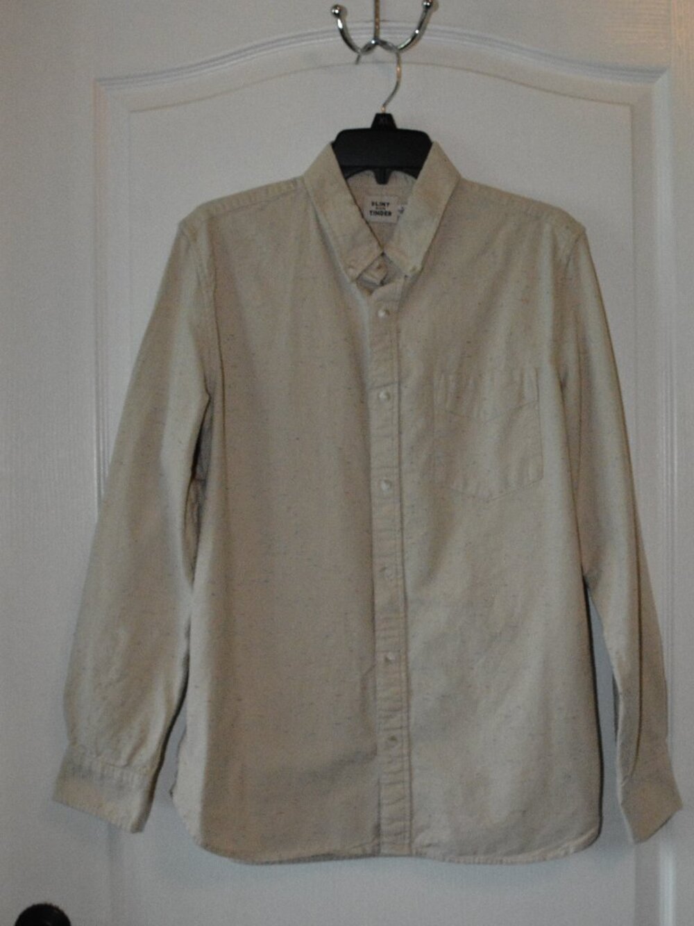 Flint and Tinder Button Down Collar Casual Shirt Men's Long Sleeve Large Beige